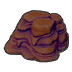 Cooled molten rock